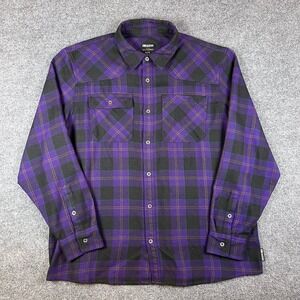 Outdoor Research Feedback Flannel Shirt Mens 2XL Purple Black Plaid Button Up